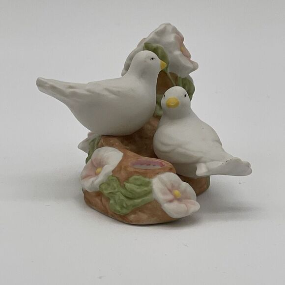 Vintage Avon 1985 Dove Pair On Flowered Branch Porcelain Candle Holder Figurine - Picture 4 of 12